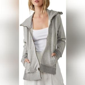 Free People Movement Zip Up Long Sleeve Knit Jacket NWT Heather Grey Boho Chic